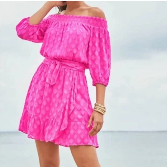 Lilly Pulitzer Rochelle off the shoulder dress with built in shorts - Picture 3 of 8